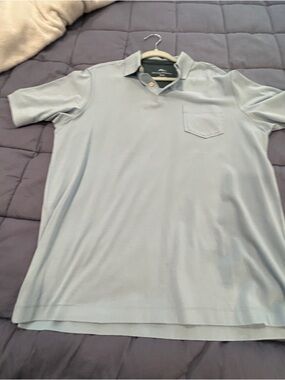 Tommy Bahama Men's Light Blue Polo Shirt with Chest Pocket